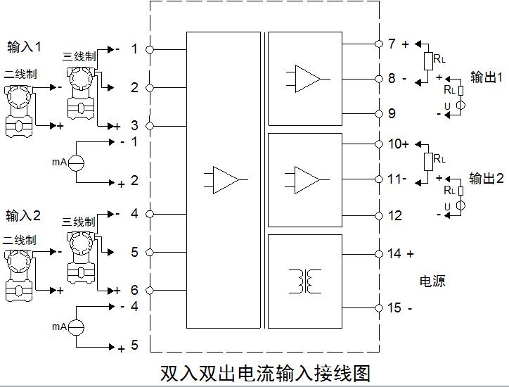 雙入雙出電流隔離器接線圖